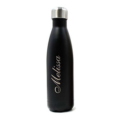 Customized Engraved Double Wall Stainless Steel Vacuum Insulated Water Bottle Birthday Wedding Graduation Gift, 17 oz(Black)