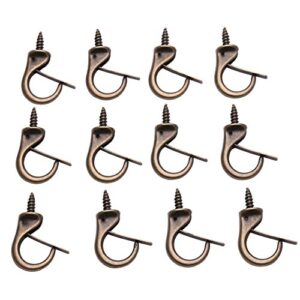 rddconkit metal cup hooks safety windproof hooks,12 pieces metal hanging ceiling hooks ceiling screw hooks for hanging plants indoor outdoor use decorations