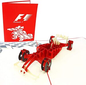 poplife formula one car 3d pop up card for all occasions - father’s day, happy birthday, congratulations, retirement gift, work anniversary - race car drivers, f1 - for husband, son, father, friend