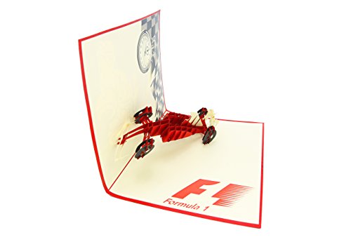 PopLife Formula One Car 3D Pop Up Card for All Occasions - Father’s Day, Happy Birthday, Congratulations, Retirement Gift, Work Anniversary - Race Car Drivers, F1 - for Husband, Son, Father, Friend