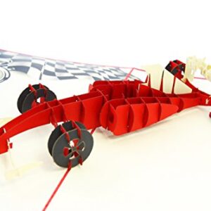 PopLife Formula One Car 3D Pop Up Card for All Occasions - Father’s Day, Happy Birthday, Congratulations, Retirement Gift, Work Anniversary - Race Car Drivers, F1 - for Husband, Son, Father, Friend