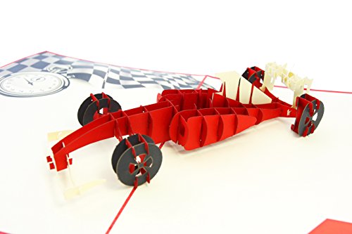 PopLife Formula One Car 3D Pop Up Card for All Occasions - Father’s Day, Happy Birthday, Congratulations, Retirement Gift, Work Anniversary - Race Car Drivers, F1 - for Husband, Son, Father, Friend