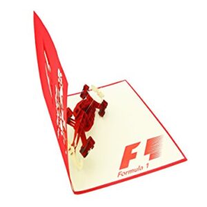 PopLife Formula One Car 3D Pop Up Card for All Occasions - Father’s Day, Happy Birthday, Congratulations, Retirement Gift, Work Anniversary - Race Car Drivers, F1 - for Husband, Son, Father, Friend