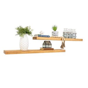 Del Hutson Designs Rustic Pine Floating Wall Shelves, Set of 2, 36", Walnut