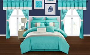 chic home vixen 24 piece comforter set, queen, turquoise