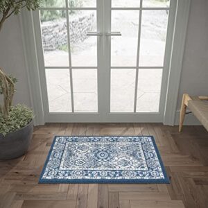 newcomb traditional oriental navy scatter mat rug, 2' x 3'