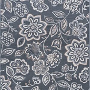 Emmalyn Transitional Floral Gray Rectangle Area Rug, 7.6' x 10'