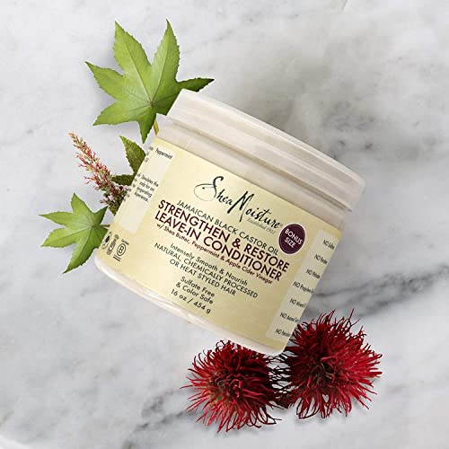 Shea Moisture Coconut and Hibiscus Curl Enhancing Smoothie Bundled with Shea Moisture Jamaican Black Castor Oil Strengthen, Grow & Restore Leave-In Conditioner, Family Size (2 Pack - 15 Oz Ea)