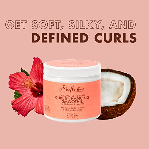 Shea Moisture Coconut and Hibiscus Curl Enhancing Smoothie Bundled with Shea Moisture Jamaican Black Castor Oil Strengthen, Grow & Restore Leave-In Conditioner, Family Size (2 Pack - 15 Oz Ea)