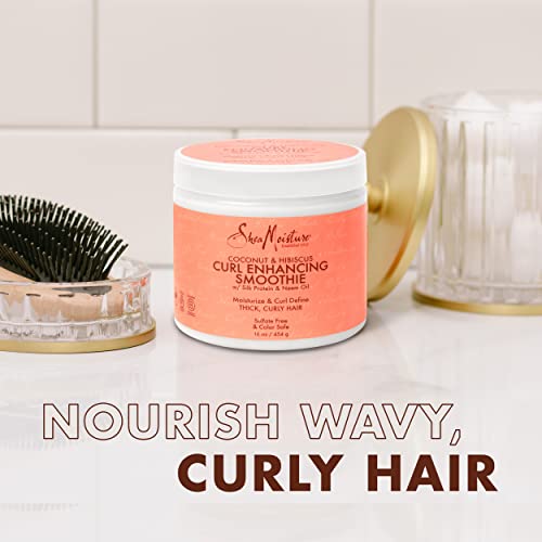 Shea Moisture Coconut and Hibiscus Curl Enhancing Smoothie Bundled with Shea Moisture Jamaican Black Castor Oil Strengthen, Grow & Restore Leave-In Conditioner, Family Size (2 Pack - 15 Oz Ea)