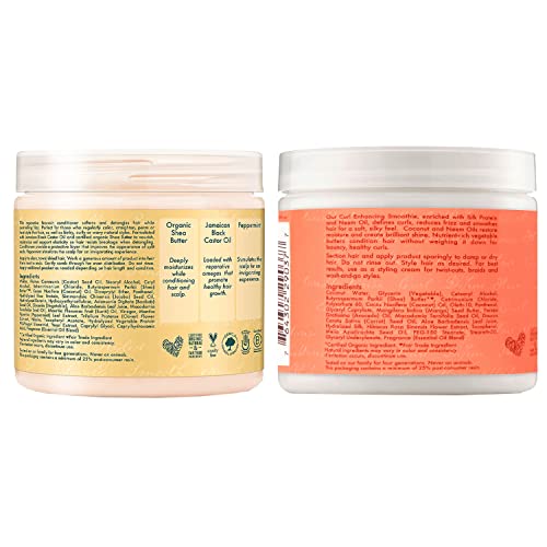 Shea Moisture Coconut and Hibiscus Curl Enhancing Smoothie Bundled with Shea Moisture Jamaican Black Castor Oil Strengthen, Grow & Restore Leave-In Conditioner, Family Size (2 Pack - 15 Oz Ea)