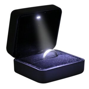 omeet mini size metal glossy with led jewelry gift box - easy to fit into your pocket or handbag