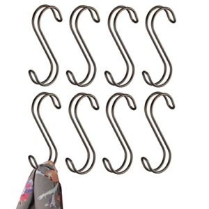 mdesign metal wire over the rod hanging closet accessory s hook for handbags, belts or jackets - snag free - 8 pack - bronze