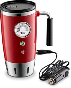 tech tools heated car travel mug - keeps your bevrege hot - retro style - stainless steel 12 volts (red)