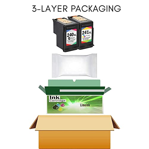 Limeink Remanufactured Ink Cartridges Replacement for Canon 240xl 241xl Combo Pack for Cannon 240-241 Printer Ink Cartridge for Canon MG3600 Ink Cartridges PG 240xl Black Pixma MG3620 Ink Cartridge