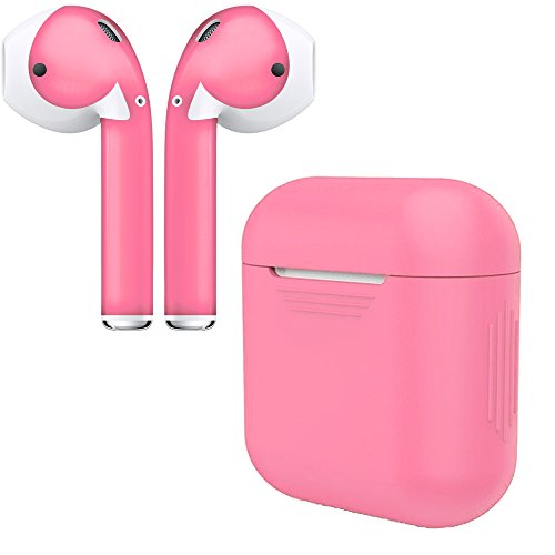 APSkins Silicone Case and Stylish Skins Compatible with Apple AirPod Accessories (Bubble Gum Pink Skin & Case)