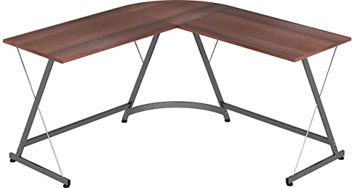 Le Crozz L-Shaped Home Computer Corner Desk, Walnut