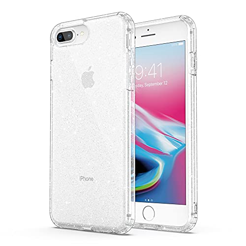 ULAK Compatible with iPhone 8 Plus Case Clear Glitter, iPhone 7 Plus Case Sparkle Bling, Soft TPU Women Girls Shockproof Protective Phone Cover Designed for iPhone 7 Plus/8 Plus 5.5 inch (Glitter)