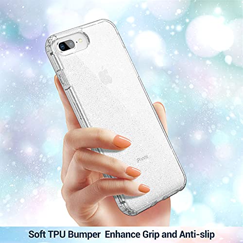 ULAK Compatible with iPhone 8 Plus Case Clear Glitter, iPhone 7 Plus Case Sparkle Bling, Soft TPU Women Girls Shockproof Protective Phone Cover Designed for iPhone 7 Plus/8 Plus 5.5 inch (Glitter)