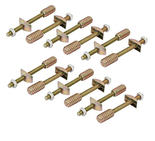 Antrader Metal Furniture Connecting Fitting Threaded Rod Connector with Half-Moon Nut Assembly Bronze Tone 12 Sets