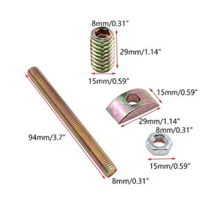 Antrader Metal Furniture Connecting Fitting Threaded Rod Connector with Half-Moon Nut Assembly Bronze Tone 12 Sets