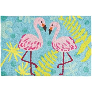 jellybean flamingo friends coastal indoor/outdoor machine washable 21" x 33" accent rug