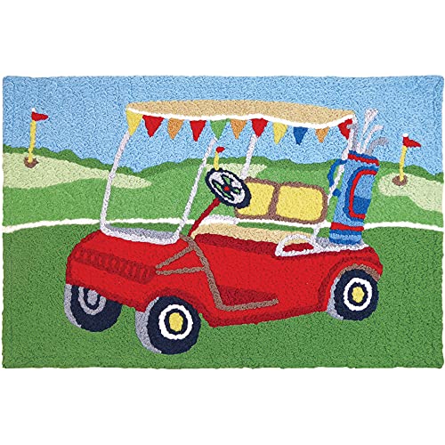 Jellybean Golf Cart Kitchen Indoor/Outdoor Machine Washable 21" x 33" Accent Rug