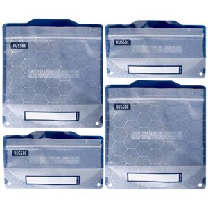 russbe metallic hexagrid reusable snack & sandwich bags (set of 4), blue