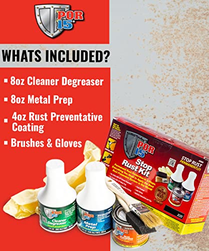 POR-15 Stop Rust Kit, Non-Porous Coating Seals and Protects Metal from Rust and Corrosion, Gloss Black