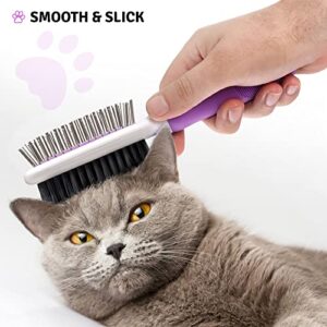 Double-Sided Pet Brush for Grooming & Massaging Dogs, Cats & Other Animals – Fur Detangling Pins & Coat Smoothing Slicker Bristles, Double the Brushing Groom Power In One Tool (Double Sided Brush)