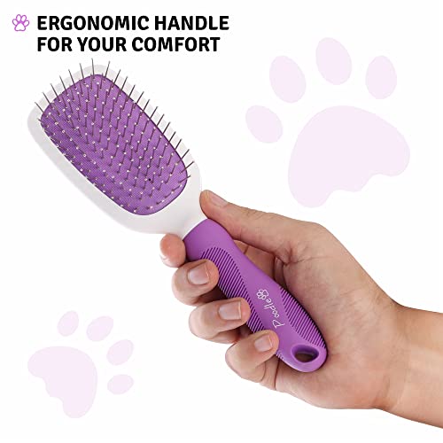 Double-Sided Pet Brush for Grooming & Massaging Dogs, Cats & Other Animals – Fur Detangling Pins & Coat Smoothing Slicker Bristles, Double the Brushing Groom Power In One Tool (Double Sided Brush)