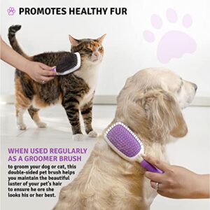 Double-Sided Pet Brush for Grooming & Massaging Dogs, Cats & Other Animals – Fur Detangling Pins & Coat Smoothing Slicker Bristles, Double the Brushing Groom Power In One Tool (Double Sided Brush)