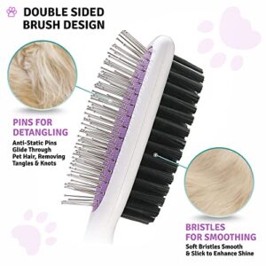 Double-Sided Pet Brush for Grooming & Massaging Dogs, Cats & Other Animals – Fur Detangling Pins & Coat Smoothing Slicker Bristles, Double the Brushing Groom Power In One Tool (Double Sided Brush)