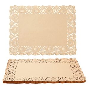 100 pack disposable placemats for wedding tables, thanksgiving, birthday, anniversary, easter, dinner party, lace paper doilies for food, arts and crafts (15.5 x 11.7 in)