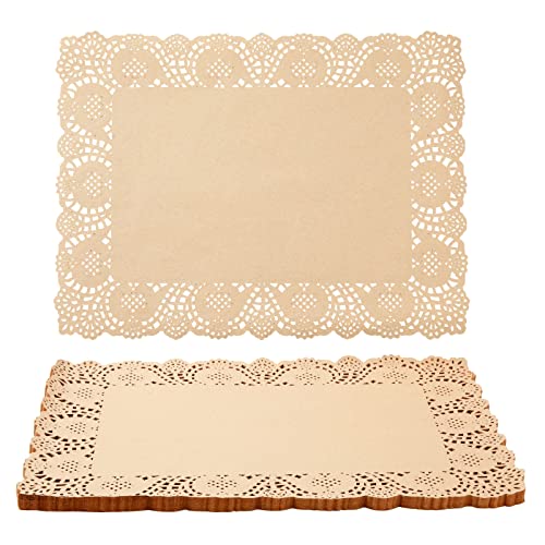 100 Pack Disposable Placemats for Wedding Tables, Thanksgiving, Birthday, Anniversary, Easter, Dinner Party, Lace Paper Doilies for Food, Arts and Crafts (15.5 x 11.7 In)