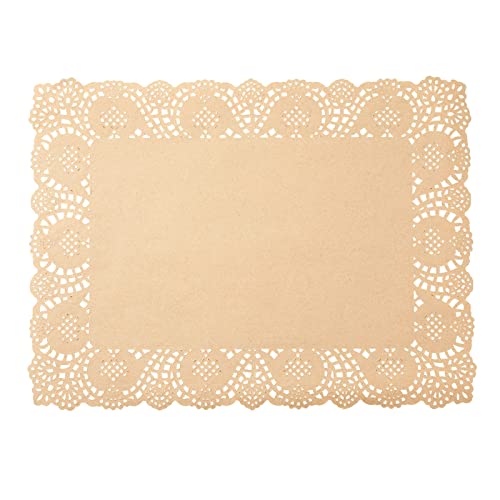 100 Pack Disposable Placemats for Wedding Tables, Thanksgiving, Birthday, Anniversary, Easter, Dinner Party, Lace Paper Doilies for Food, Arts and Crafts (15.5 x 11.7 In)