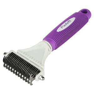 poodle pet dematting comb for dogs – handheld undercoat dematter rake grooming tool for long or short hair