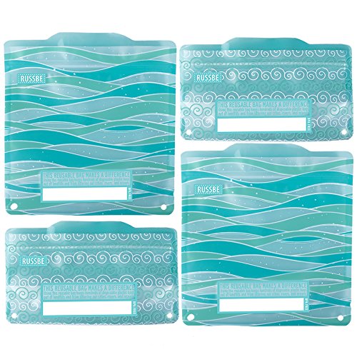 Russbe Waves Reusable Snack & Sandwich Bags (Set of 4), Turquoise