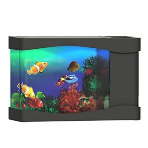 Playlearn Mini Aquarium Artificial Fish Tank with Moving Fish – USB/Battery Powered – Fake Aquarium Toy Fish Tank with 3 Fake Fish