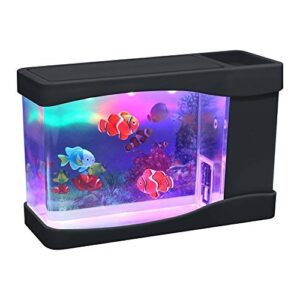 playlearn mini aquarium artificial fish tank with moving fish – usb/battery powered – fake aquarium toy fish tank with 3 fake fish