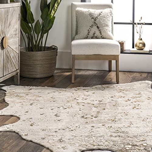 NuLOOM Iraida Contemporary Faux Cowhide Area Rug, 3' 10" x 5', Off-white