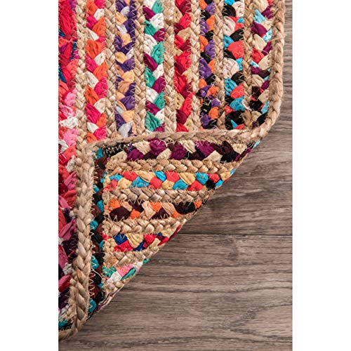 nuLOOM Aleen Bohemian Cotton/Jute Area Rug, 6' x 9', Multi