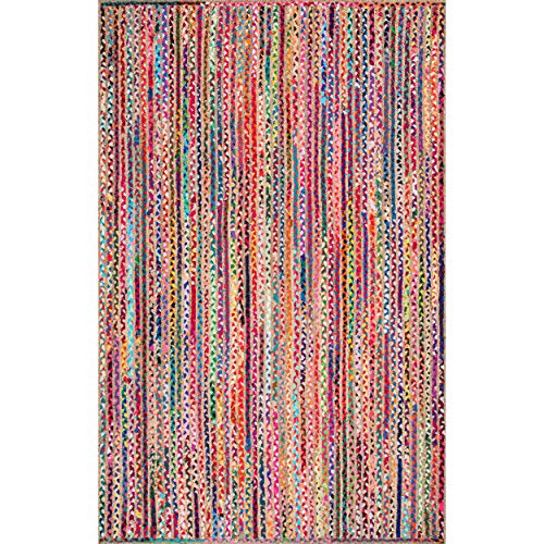 nuLOOM Aleen Bohemian Cotton/Jute Area Rug, 6' x 9', Multi