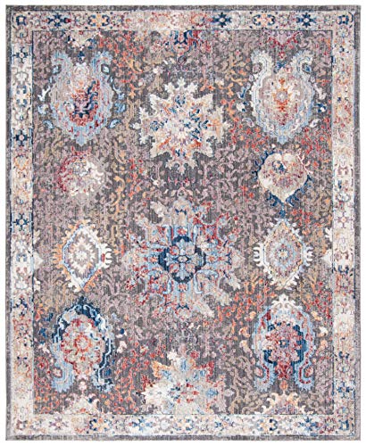 SAFAVIEH Bristol Collection 8' x 10' Dark Grey/Blue BTL340A Boho Chic Distressed Area Rug