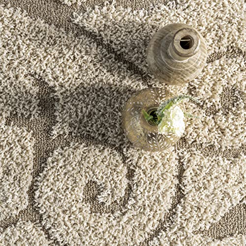 nuLOOM Vine Swirls Maisha Shag Area Rug, 5' 3" Round, Cream