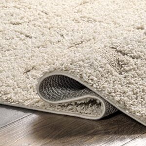 nuLOOM Vine Swirls Maisha Shag Area Rug, 5' 3" Round, Cream