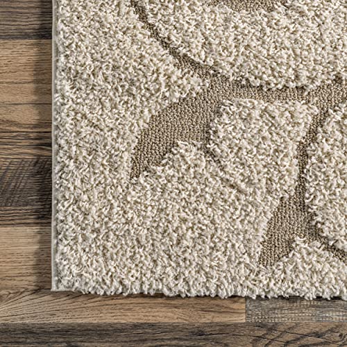 nuLOOM Vine Swirls Maisha Shag Area Rug, 5' 3" Round, Cream