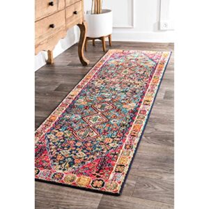 nuloom meadow vintage vibrant runner rug, 2' 6" x 8', multi