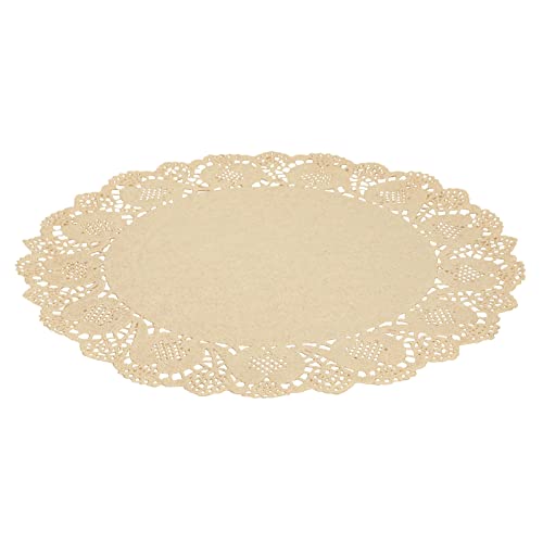 250 Pack Round Paper Placemats for Cakes, Desserts, Light Brown Doilies for Food, Formal Events (12 In)