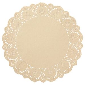 250 Pack Round Paper Placemats for Cakes, Desserts, Light Brown Doilies for Food, Formal Events (12 In)